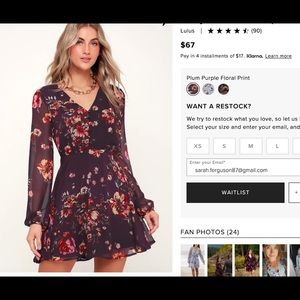 Purple floral Lulu’s mini dress romantic